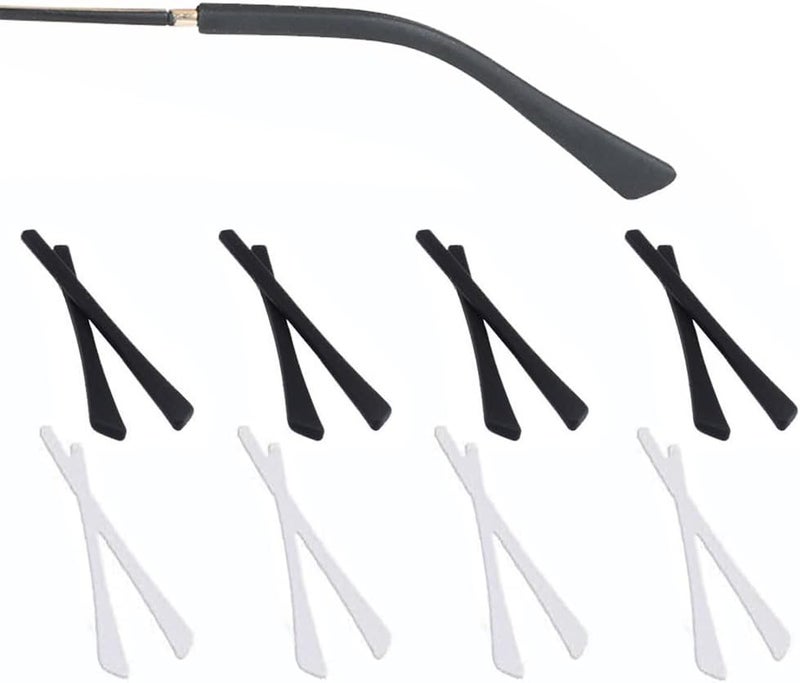 OPUGIT Eyeglass Replacement Temples,Silicone Glasses End Tips Ear Sock Pieces Sleeve for Thin Metal Glasses Legs,8 Pairs - Image 1